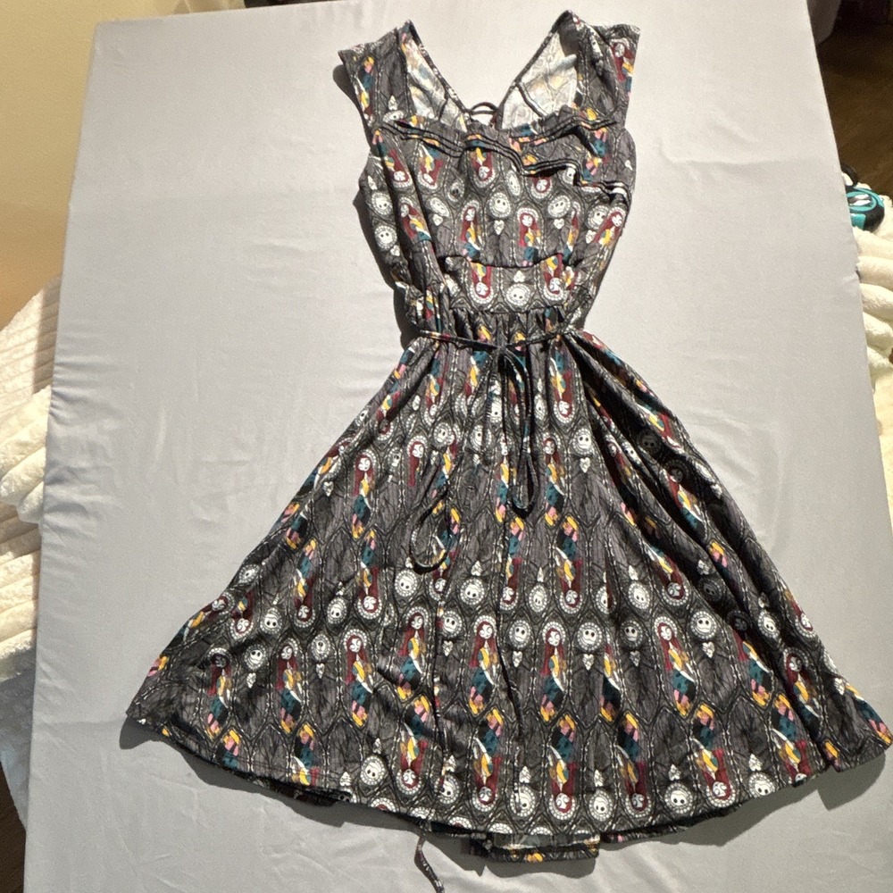 Disney Nightmare Before Christmas Jack Sally Lace Up Back Dress Grey Plus Size 3